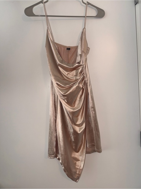 Windsor Dresses & Skirts - Windsor Satin Asymmetrical Slip Mini Dress - Champagne gold